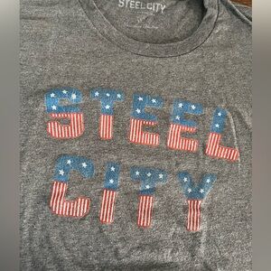 Steel City unisex size large short sleeve T-shirt, patriotic USA